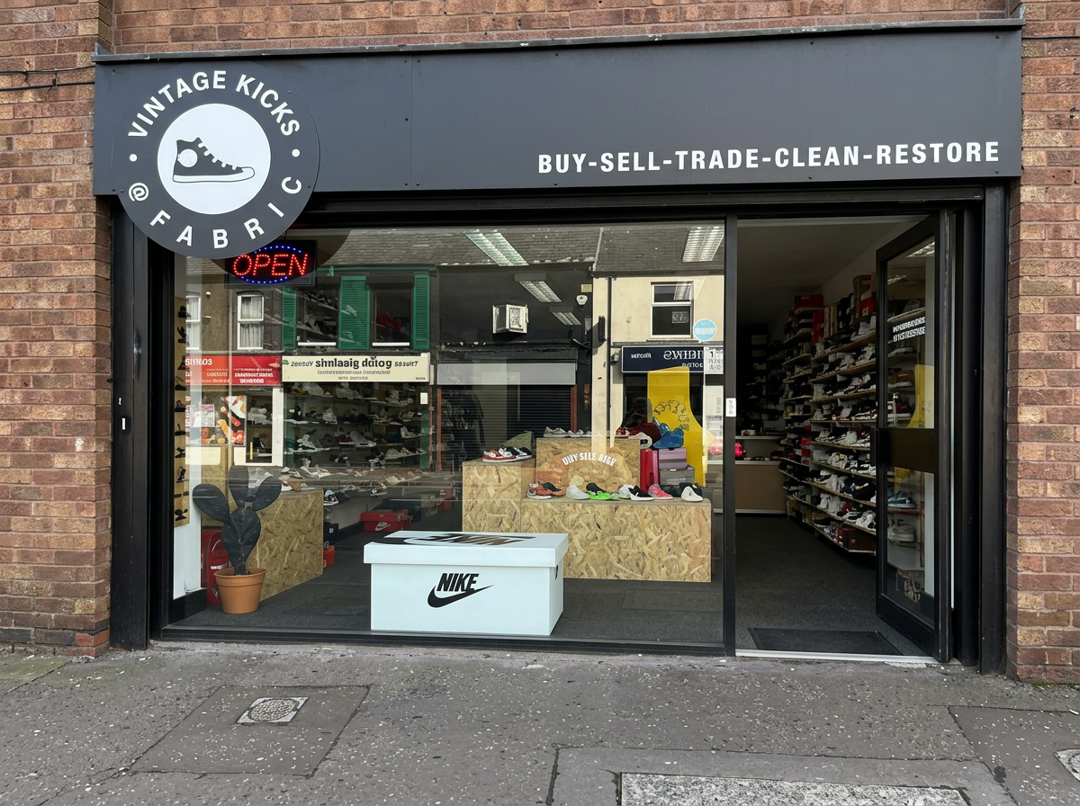 The Vintage Kicks Belfast shopfront on the Castlereagh Road