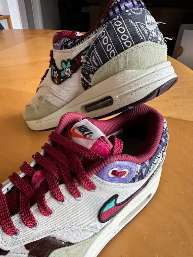 Custom patterned Nike Air Max 1 sneakers